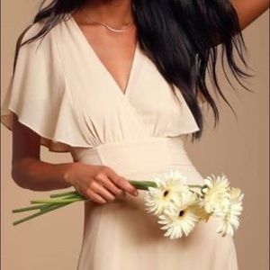Cream Flutter Sleeve Maxi Dress